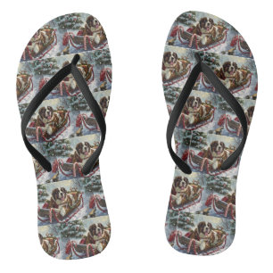 Saint Bernard Dog Weihnachtsfest Flip Flops