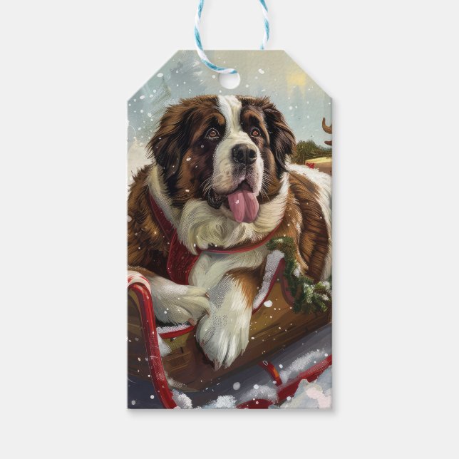 Saint Bernard Dog Weihnachtsfest Geschenkanhänger (Vorderseite)