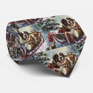 Saint Bernard Dog Weihnachtsfest Krawatte