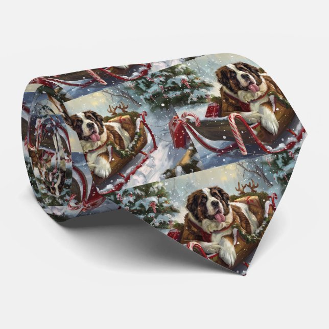 Saint Bernard Dog Weihnachtsfest Krawatte (Gerollt)