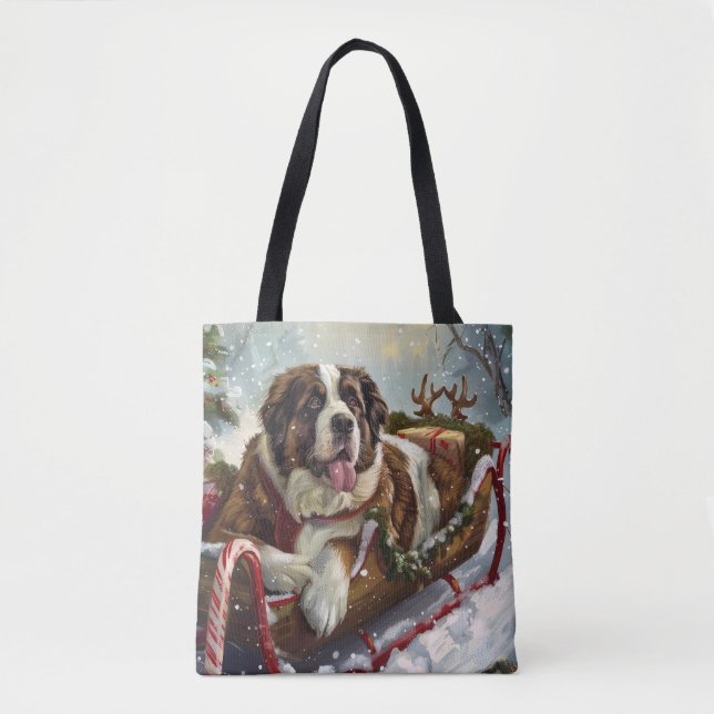 Saint Bernard Dog Weihnachtsfest Tasche (Vorderseite)