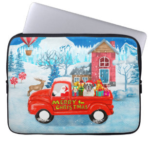 Saint Bernard Dog Weihnachtswagen Schnee Laptopschutzhülle