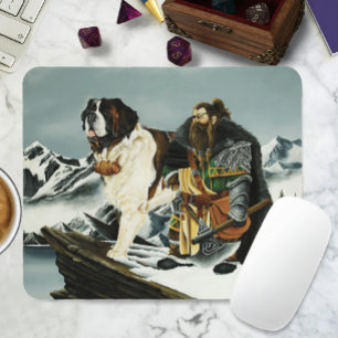 Saint Bernard Dog Zwarf Fantasy Mousepad