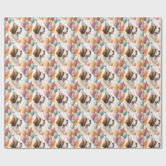 Saint Bernard Geburtstagsballons Aquarell Geschenkpapier