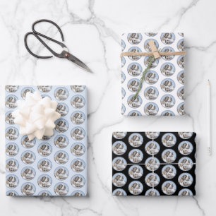 Saint Bernard Gemälde - Süße originelle Hundekunst Geschenkpapier Set