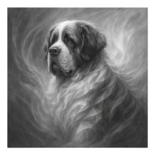 Saint Bernard GeoRealismus-Porträt – Sanfter Wächt Fotodruck