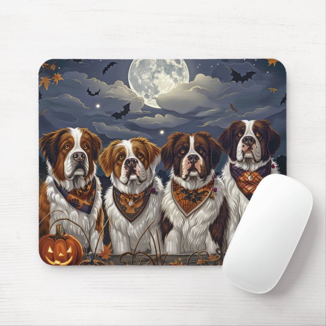 Saint Bernard Halloween Spooky Mousepad (Mit Mouse)
