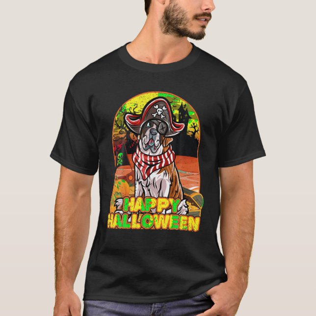 Saint Bernard Happy Halloween KostümPirate T-Shirt (Vorderseite)