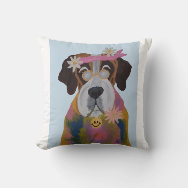 Saint Bernard Hippie Kissen (Vorderseite)