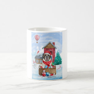 Saint Bernard Hund im Schnee Weihnachtshundehaus Kaffeetasse