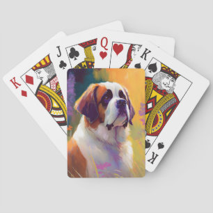 Saint Bernard Hund Tierportrait Malerei Haustier Spielkarten