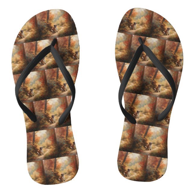 Saint Bernard im Herbst Leaves Fall Inspiriert Flip Flops (Fußbett)
