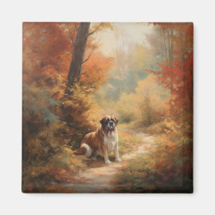 Saint Bernard im Herbst Leaves Fall Inspiriert Magnet
