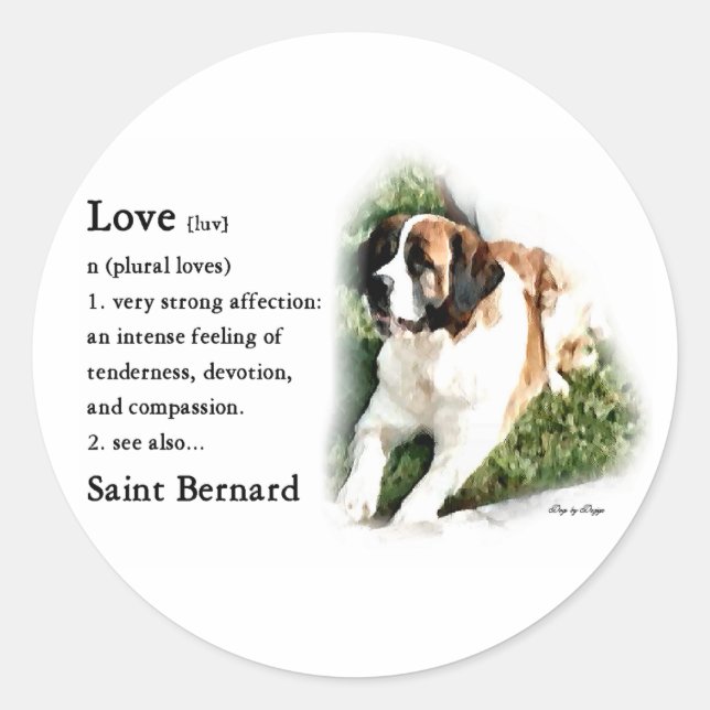 Saint Bernard Kunstgeschenke Runder Aufkleber (Vorderseite)