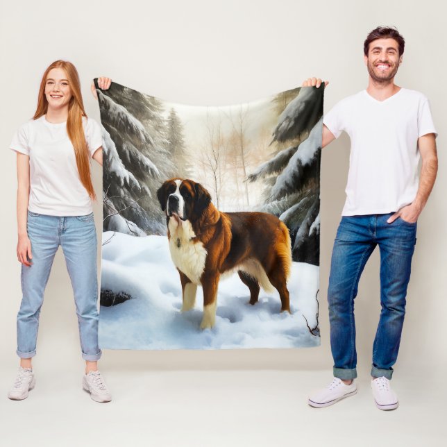 Saint Bernard Lassen Sie es Schnee Weihnachten Fleecedecke (Beispiel)