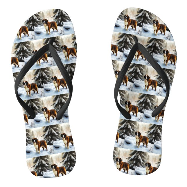 Saint Bernard Lassen Sie es Schnee Weihnachten Flip Flops (Fußbett)