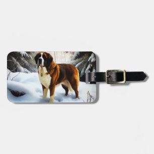 Saint Bernard Lassen Sie es Schnee Weihnachten Gepäckanhänger
