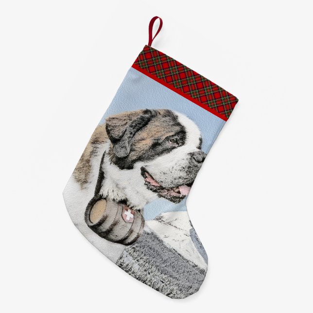 Saint Bernard Malerei - Niedliche Hundekunst Kleiner Weihnachtsstrumpf (Vorderansicht (hängend))