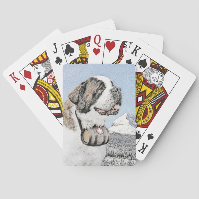 Saint Bernard Malerei - Niedliche Hundekunst Spielkarten (Rückseite)