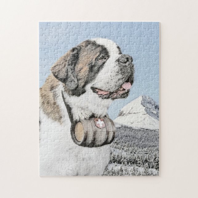 Saint Bernard Malerei - Niedliche Original Hunde K (Vertikal)