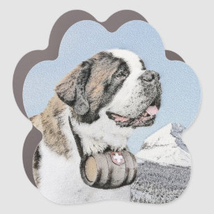 Saint Bernard Malerei - Niedliche Original Hunde K Auto Magnet