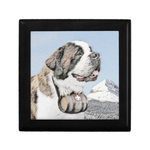 Saint Bernard Malerei - Niedliche Original Hunde K Erinnerungskiste