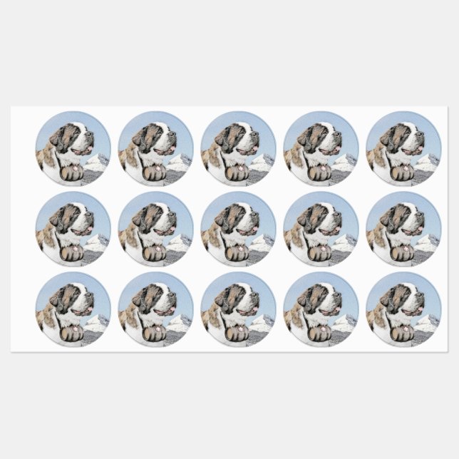 Saint Bernard Malerei - Niedliche Original Hunde K Etiketten (Blatt)