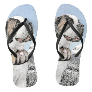 Saint Bernard Malerei - Niedliche Original Hunde K Flip Flops