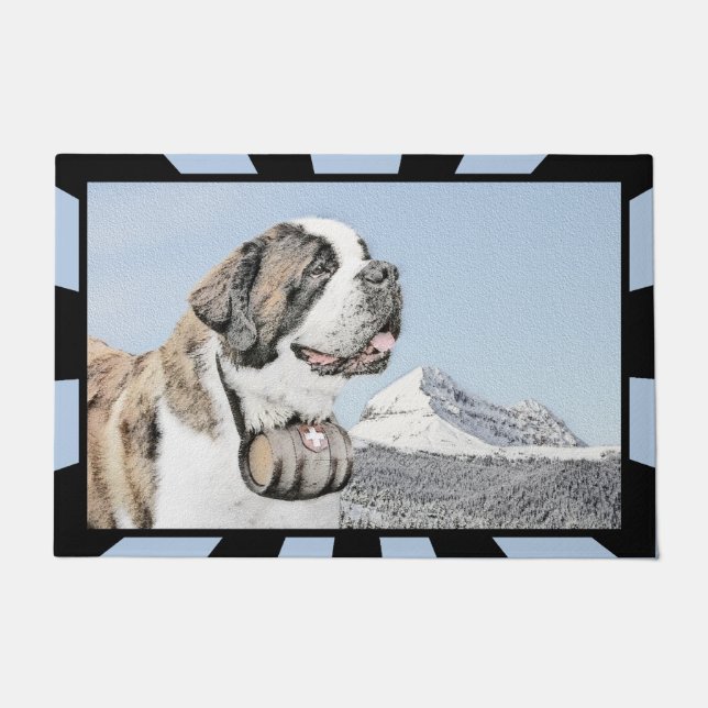Saint Bernard Malerei - Niedliche Original Hunde K Fußmatte (Vorderseite)