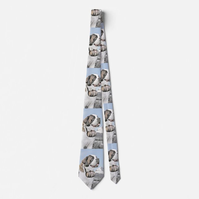 Saint Bernard Malerei - Niedliche Original Hunde K Krawatte (Vorderseite)