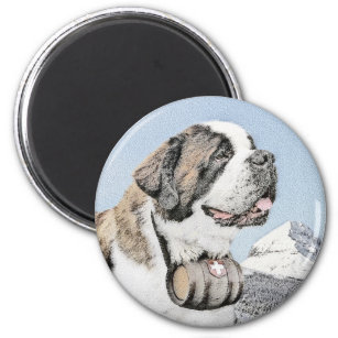 Saint Bernard Malerei - Niedliche Original Hunde K Magnet