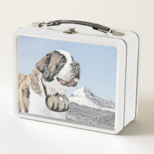 Saint Bernard Malerei - Niedliche Original Hunde K Metall Brotdose