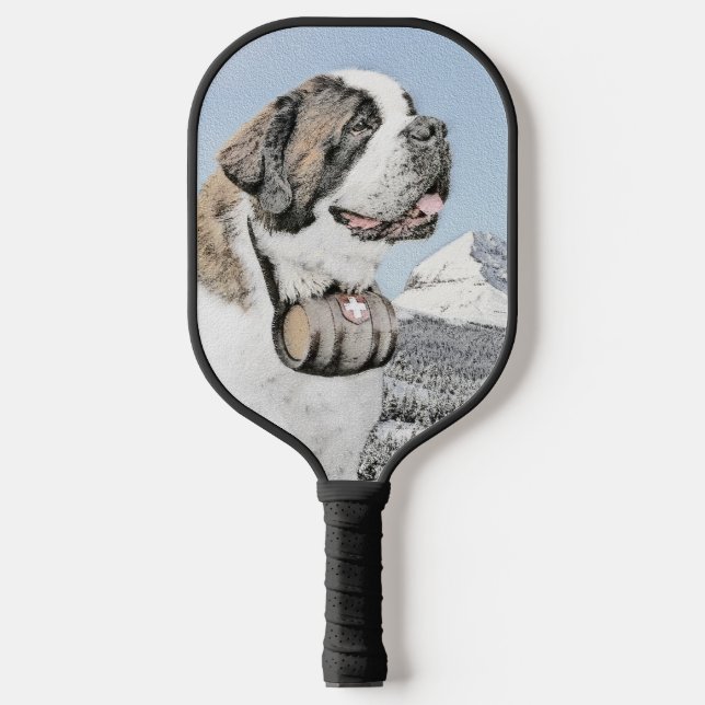 Saint Bernard Malerei - Niedliche Original Hunde K Pickleball Schläger (Vorderseite)
