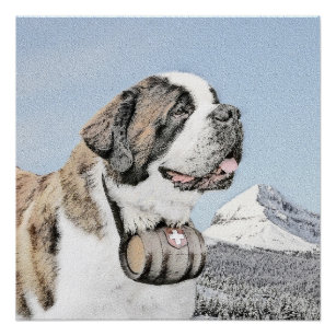 Saint Bernard Malerei - Niedliche Original Hunde K Poster