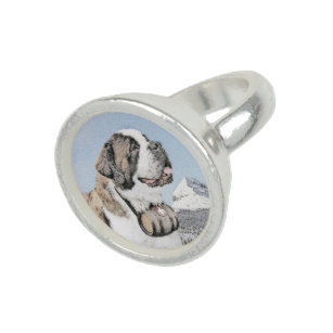 Saint Bernard Malerei - Niedliche Original Hunde K Ring