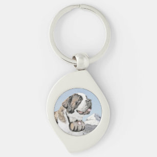 Saint Bernard Malerei - Niedliche Original Hunde K Schlüsselanhänger