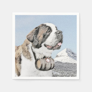 Saint Bernard Malerei - Niedliche Original Hunde K Serviette