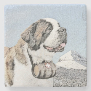 Saint Bernard Malerei - Niedliche Original Hunde K Steinuntersetzer