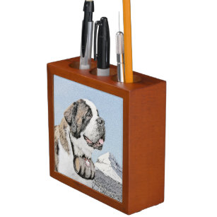 Saint Bernard Malerei - Niedliche Original Hunde K Stifthalter