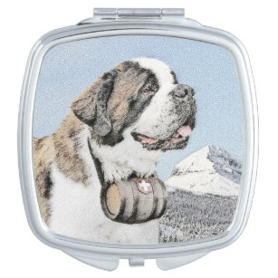 Saint Bernard Malerei - Niedliche Original Hunde K Taschenspiegel