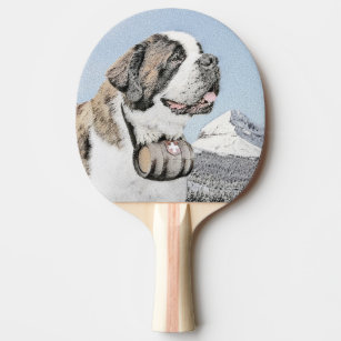 Saint Bernard Malerei - Niedliche Original Hunde K Tischtennis Schläger