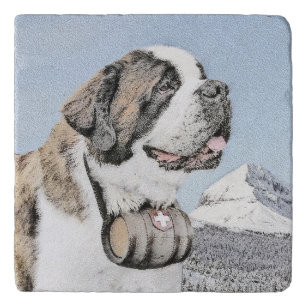 Saint Bernard Malerei - Niedliche Original Hunde K Töpfeuntersetzer