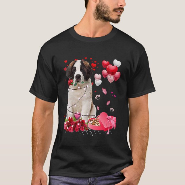 Saint Bernard Rose Herzlichen Glückwunsch Valentin T-Shirt (Vorderseite)