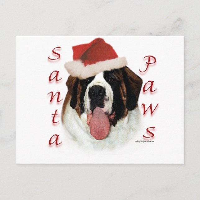 Saint Bernard Santa Paws Feiertagspostkarte (Vorderseite)