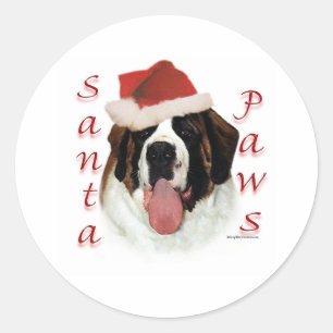 Saint Bernard Santa Paws Runder Aufkleber
