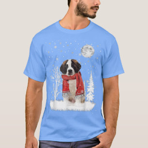 Saint Bernard Unter Mondlicht Schnee Weihnachten P T-Shirt