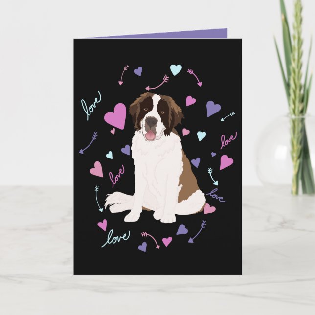 Saint Bernard Valentinstag Feiertagskarte (Vorderseite)