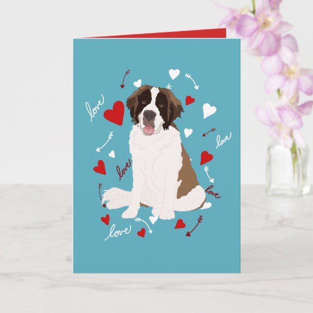 Saint Bernard Valentinstag Karte (Orchidee)