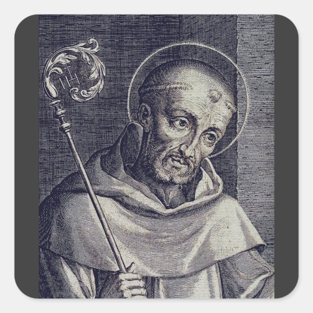 Saint Bernard von Clairvaux Quadratischer Aufkleber (Vorderseite)