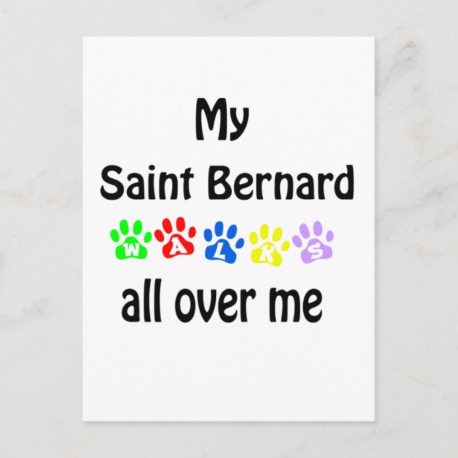 Saint Bernard Walks Design Postkarte (Vorderseite)